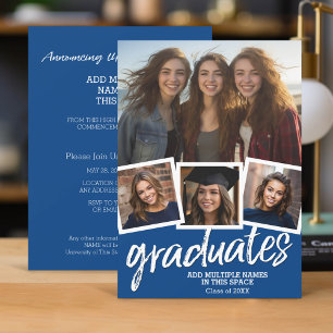 Invitación Grupo de graduación azul de moda Fiesta 4 Foto