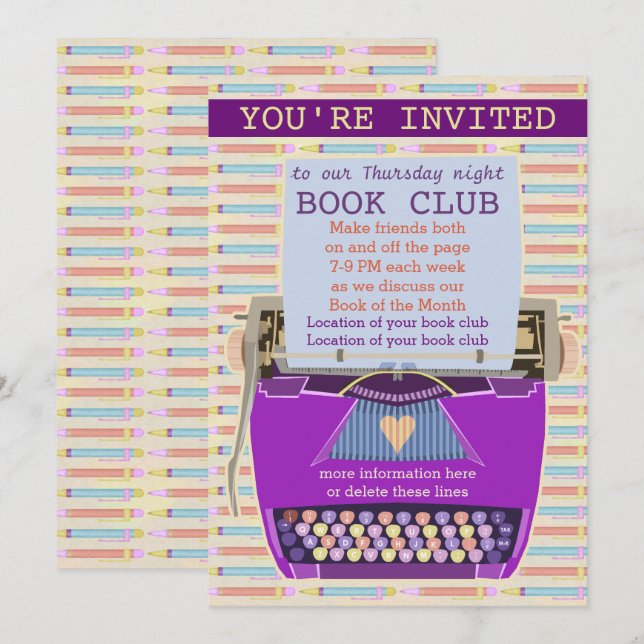 Invitación Grupo de lectura 1 del club de lectura de máquina  (Anverso / Reverso)