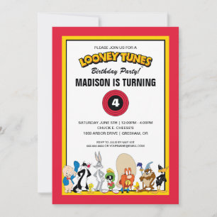Invitación GRUPO de personajes de LOONEY TUNES™   Cumpleaños