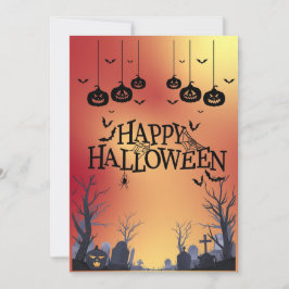 Invitación Grußkarte Happy Halloween Orange