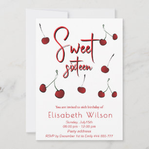 Invitación Guantera dibujada fresco y suave dulce de cerezo j