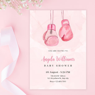 Invitación Guantes de boxeo rosados