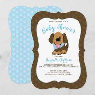 Invitación Guapo cachorro niño perro Baby Shower Invitar a Br