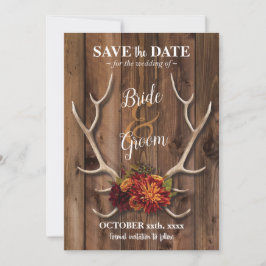 Invitación Guarda la fecha con boda romántica rústica de asta