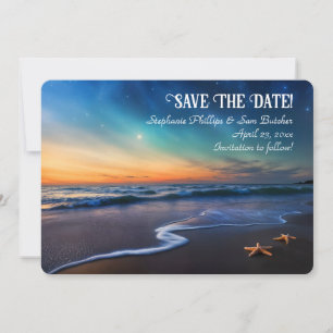 Invitación Guarda la Fecha Fantasía Romántica de Playa Estrel