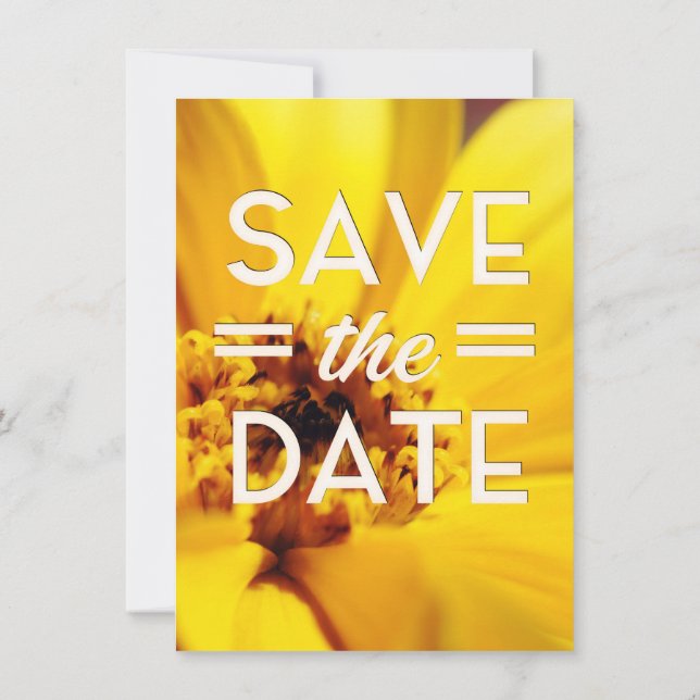 Invitación Guarda la Fecha Flor Amarilla de Verano (Reverso)