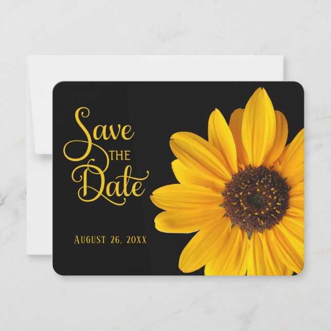 Invitación Guarda la Fecha, Girasol personalizado (Anverso)