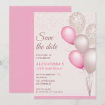 Guarda la fecha Globos Rosados Cumpleaños 30