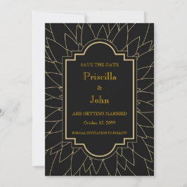 Invitación Guarda la fecha, grandes gatsby, dahlia geométrica