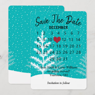 Invitación Guardar Calendario de Boda Fecha Invierno Nieve