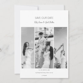 Invitación Guardar el boda blanco negro de la foto de fecha