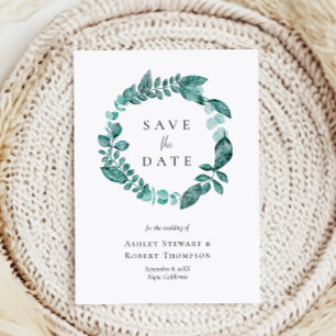 Invitación Guardar el Boda de color de agua de verde Verde az