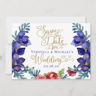 Invitación Guardar El Boda De Fecha | Floral de felicidad y g