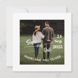 Invitación Guardar el Boda de fecha simple foto moderna