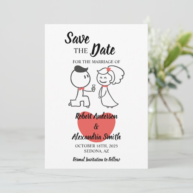 Invitación Guardar el Boda de fechas | Pareja boda (Anverso de pie)