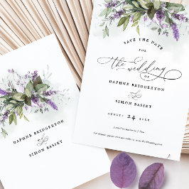 Invitación Guardar el Boda de guión de vegetación de la Lavan