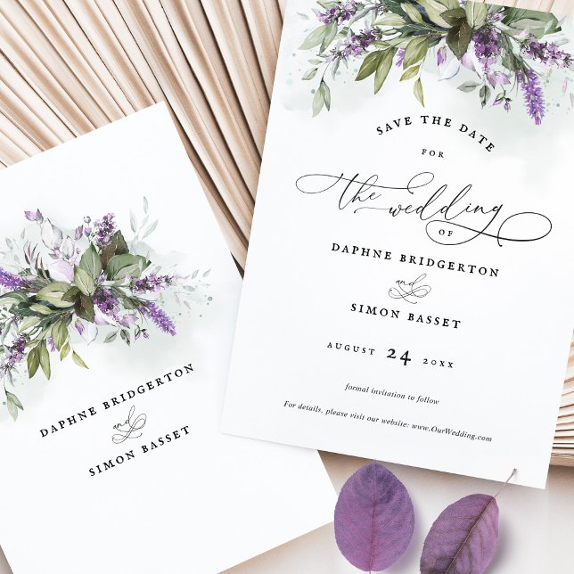 Invitación Guardar el Boda de guión de vegetación de la Lavan (Subido por el creador)