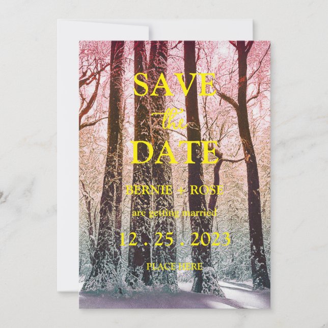 INVITACIÓN GUARDAR EL BOSQUE DE NIEVE BODA DE FECHA (Anverso)