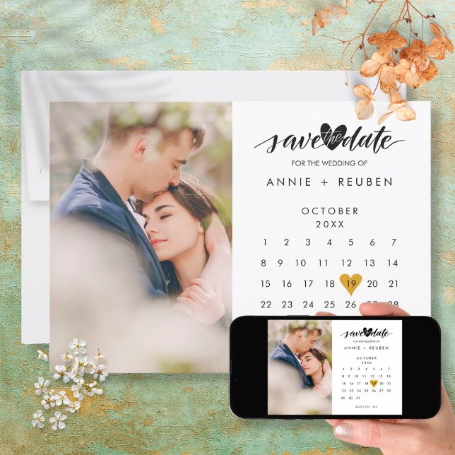 Invitación Guardar el calendario de fechas Elegante foto de c (Subido por el creador)