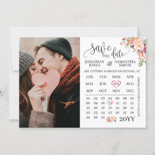 Invitación Guardar el calendario de fotos de fecha boda flora