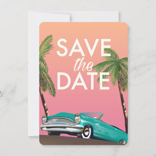 Invitación Guardar el coche convertible Date Vintage (Reverso)