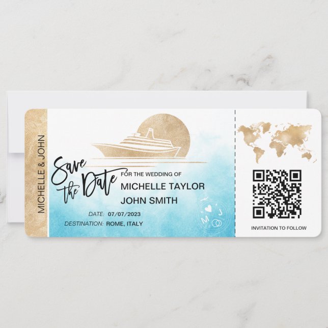 Invitación Guardar el código QRCode del envío de crucero del  (Anverso)