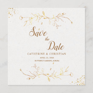 Invitación Guardar el contorno de oro de fecha cuadrado