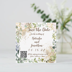 Invitación Guardar el diseño herbal de fecha