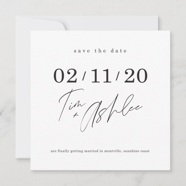 Invitación GUARDAR EL diseño personalizado FECHA para Tim + A (Anverso)