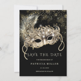 Invitación Guardar el Fiesta de la mascarada de fechas