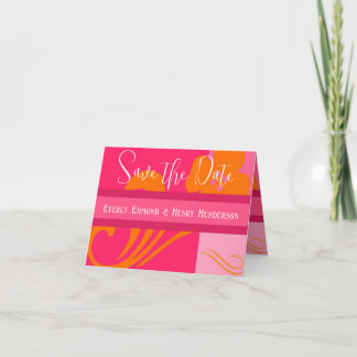 Invitación Guardar el Naranja del Boda de fechas y rosa