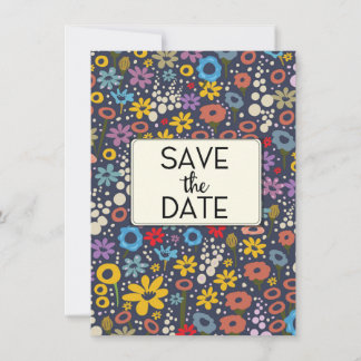Invitación Guardar el patrón floral vintage de la fecha