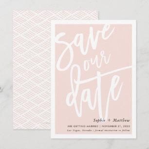 Invitación GUARDAR el pincel DATE escritura con letras rosado