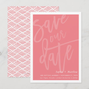 Invitación GUARDAR el pincel DATE script con letras de coral 