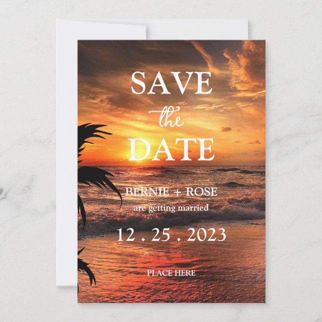 INVITACIÓN GUARDAR EL SOL DE LA PLAYA DEL BODA DE FECHA (Anverso)