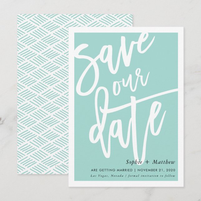 Invitación GUARDAR el verde de la Fábrica de la FECHA con let (Anverso / Reverso)