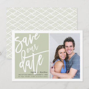 Invitación GUARDAR el verde del sabio del guión con letras de