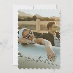 Invitación Guardar Fecha con Foto Completa y Guión Mínimo