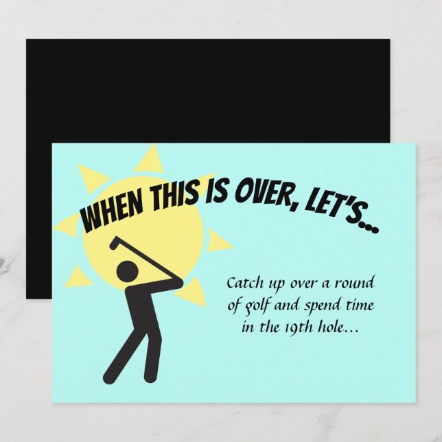 Invitación Guardar fecha cuando esto termine el golf (Anverso / Reverso)
