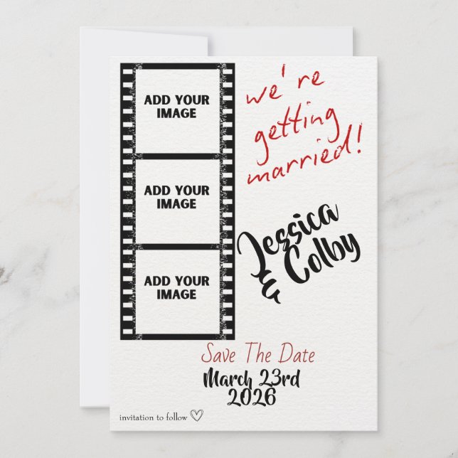Invitación Guardar Fecha de Foto Mínima Personalizado Moderno (Anverso)