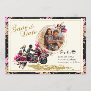 Invitación Guardar fecha en motocicleta