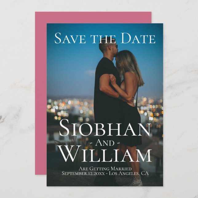 Invitación Guardar Fecha Moderno Personalizado con Foto (Anverso / Reverso)