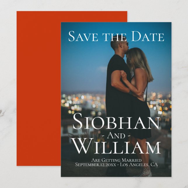 Invitación Guardar Fecha Moderno Personalizado Foto (Anverso / Reverso)