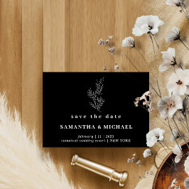 Invitación Guardar fecha otoño flor simple negra
