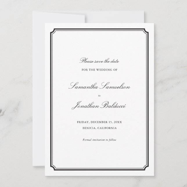 Invitación Guardar formalmente la fecha (Anverso)