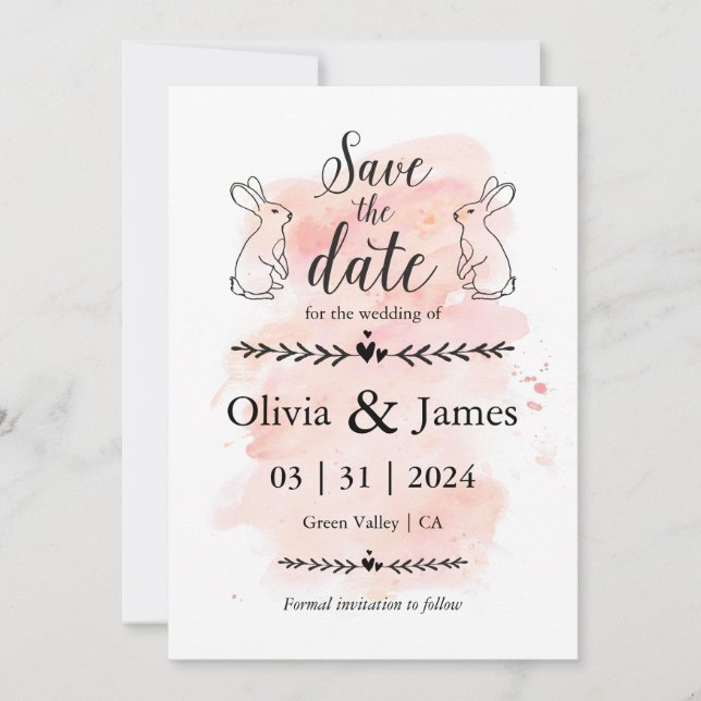 Invitación Guardar la Boda de Pascua Blanca y Negra (Anverso)