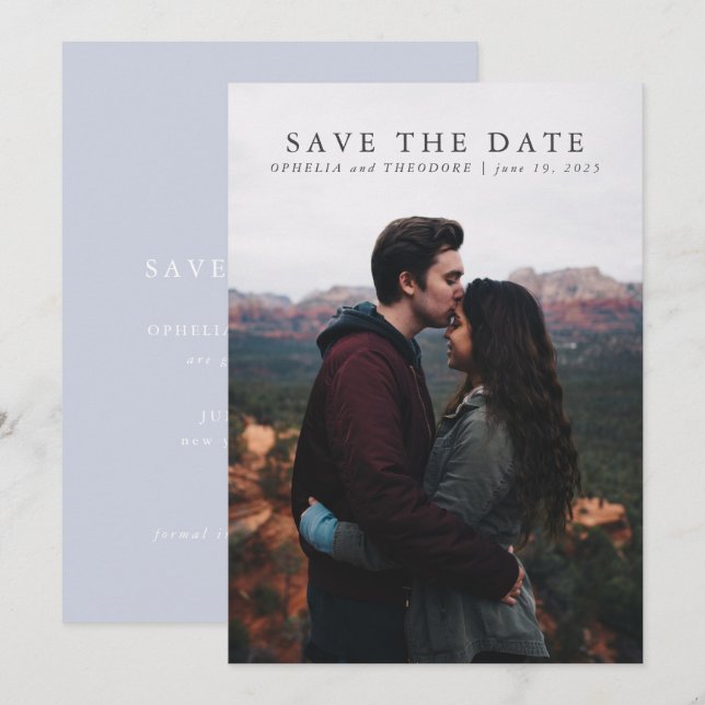 Invitación Guardar la cita Flor azul acuática elegante (Anverso / Reverso)