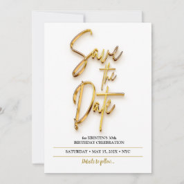 Invitación Guardar la fecha 3d Texto simple y Minimalista