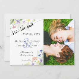 Invitación Guardar la fecha acuarela Flores silvestres 4-Foto