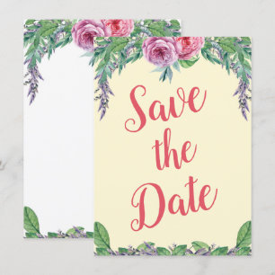 Invitación Guardar la Fecha Alternativa de Acuarela Floral Pú